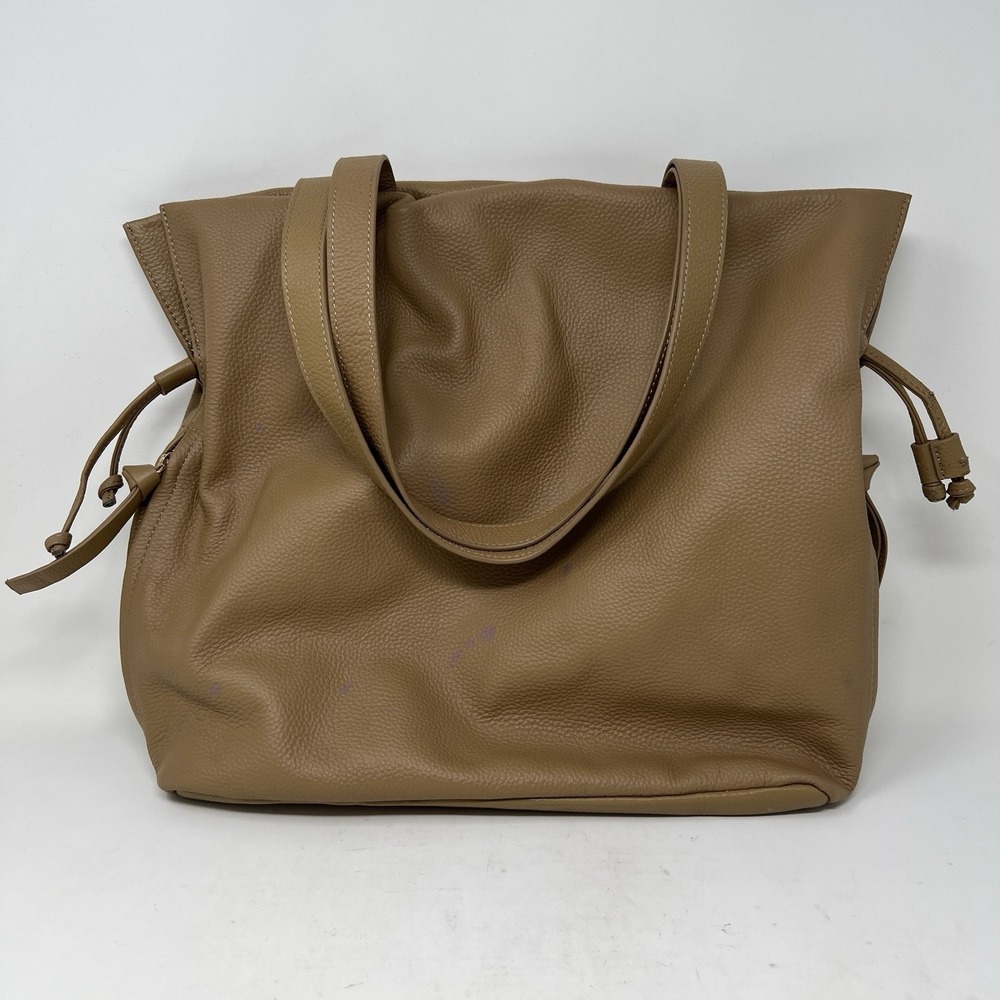 Tote Le Monde Roma Cinch Soft Pebbled Leather Shoulder Bucket Bag‎ Tan Camel